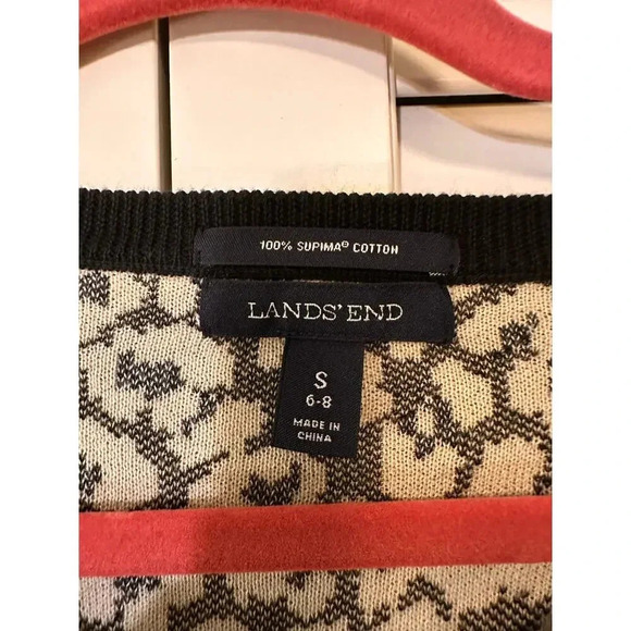 Lands' End Women's Supima Cotton Leopard Print Cardigan - Size S - Picture 2 of 4